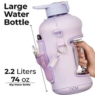 Ultimate 74oz Half Gallon Water Bottle with Storage & Straw