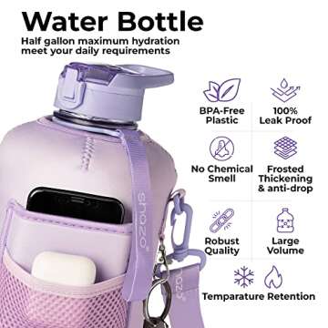 Ultimate 74oz Half Gallon Water Bottle with Storage & Straw