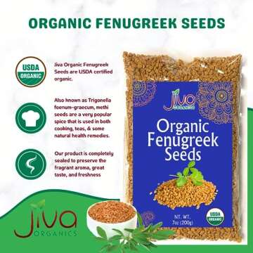Jiva Organic Fenugreek Seeds 7 Ounce – Non-GMO, Gluten Friendly, All Natural Fenugreek Spice – O...