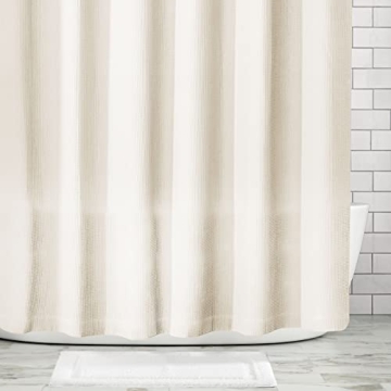 mDesign Luxury Waffle Knit Shower Curtain Spa Quality Cotton Blend