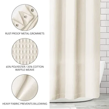 mDesign Luxury Waffle Knit Shower Curtain Spa Quality Cotton Blend