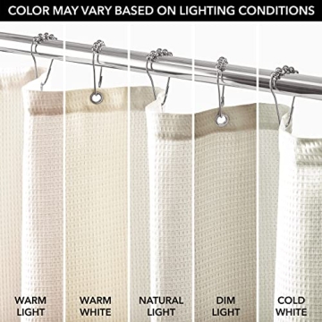 mDesign Luxury Waffle Knit Shower Curtain Spa Quality Cotton Blend