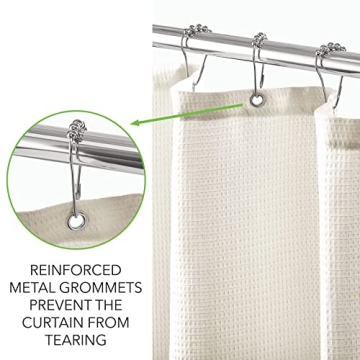 mDesign Luxury Waffle Knit Shower Curtain Spa Quality Cotton Blend