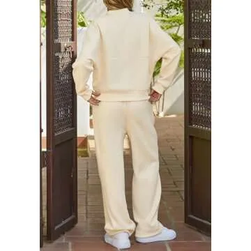 MEROKEETY Women's Fall 2 Piece Sweatsuits Set Long Sleeve Zip Up Sweatshirt Wide Leg Sweatpants Lounge Sets