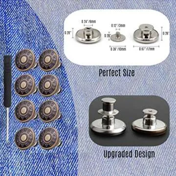 8 Sets Replacement Jean Buttons,No Sew Removable Metal Button for Jeans,17mm Button Repair Kit with Screwdriver in Plastic Storage Box.Fit for Any Cowboy Clothing,Jackets,Pants