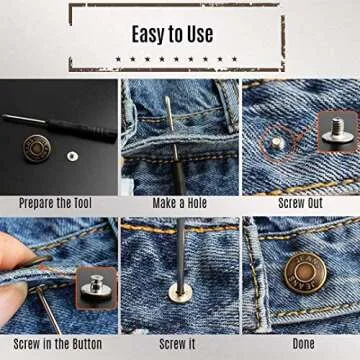 8 Sets Replacement Jean Buttons,No Sew Removable Metal Button for Jeans,17mm Button Repair Kit with Screwdriver in Plastic Storage Box.Fit for Any Cowboy Clothing,Jackets,Pants