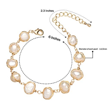 Cowlyn Pearl Bracelet Baroque Cultured Handmade Wind Bossimi 18K Gold Plated Work Around Silk Adjustable Charm Fashion Valentine Delicate Vintage Jewelry