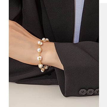 Cowlyn Pearl Bracelet Baroque Cultured Handmade Wind Bossimi 18K Gold Plated Work Around Silk Adjustable Charm Fashion Valentine Delicate Vintage Jewelry