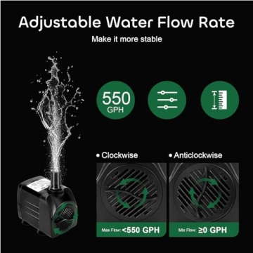 GROWNEER 550GPH Ultra Quiet Submersible Pump for All