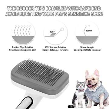 WOPQAEM Dogs Cats Self Cleaning Slicker Brush for Shedding & Grooming Any Breed of Pets, Remove Loos...