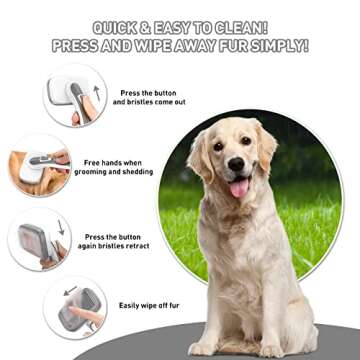 WOPQAEM Dogs Cats Self Cleaning Slicker Brush for Shedding & Grooming Any Breed of Pets, Remove Loose Undercoat Knots Mats Tangled Hair for Small Medium Large Animal With Long Short Fur Length-Grey