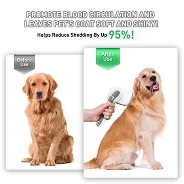 WOPQAEM Dogs Cats Self Cleaning Slicker Brush for Shedding & Grooming Any Breed of Pets, Remove Loose Undercoat Knots Mats Tangled Hair for Small Medium Large Animal With Long Short Fur Length-Grey