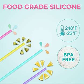 Reusable Silicone Drinking Straws 15 Pack, Heart Shaped Straws with 2pcs CLeaner Brushes for Smoothi...