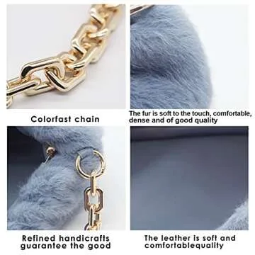 Women cloud-shape dumpling bags | Faux Fur and Fuzzy clutch purses | zinc alloy Shoulder Strap Evening Handbags