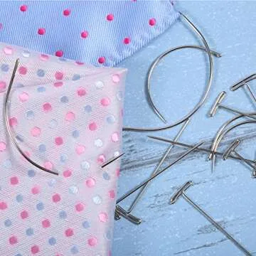 70 Pieces Wig Making Pins Needles Set, Wig T Pins and C Curved Needles Hair Weave Needles for Wig Making, Blocking Knitting, Modelling and Crafts