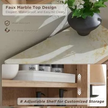 RedLemon Stylish Bathroom Wall Cabinet w/Faux Marble Top