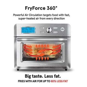 Gourmia GTF7600 16-in-1 Multi-function, Digital Stainless Steel Air Fryer Oven - 17 Cooking Presets, silver