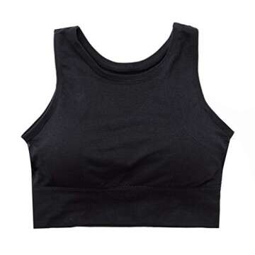 FOCUSSEXY Women High Neck Sports Bra Full Coverage Yoga Sports Bra Crop Tank Tops Gym Dancing Jogging Workout Black