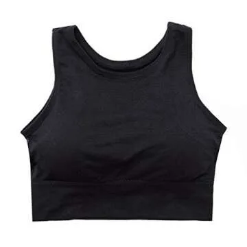 FOCUSSEXY Women High Neck Sports Bra Full Coverage Yoga Sports Bra Crop Tank Tops Gym Dancing Jogging Workout Black