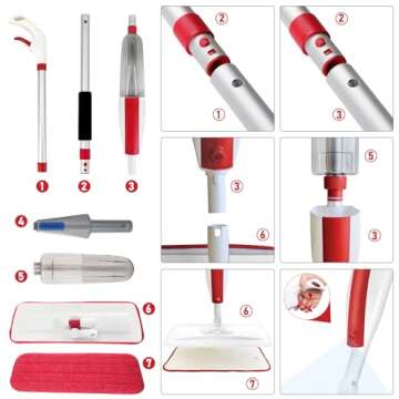 Mops for Floor Cleaning Wet Spray Mop with 14 oz Refillable Bottle and 2 Washable Microfiber Pads Home or Commercial Use Dry Wet Flat Mop for Hardwood Laminate Wood Ceramic