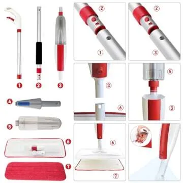 Mops for Floor Cleaning Wet Spray Mop with 14 oz Refillable Bottle and 2 Washable Microfiber Pads Home or Commercial Use Dry Wet Flat Mop for Hardwood Laminate Wood Ceramic