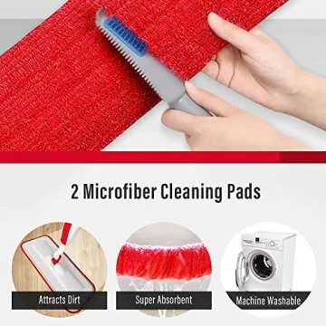 Mops for Floor Cleaning Wet Spray Mop with 14 oz Refillable Bottle and 2 Washable Microfiber Pads Home or Commercial Use Dry Wet Flat Mop for Hardwood Laminate Wood Ceramic