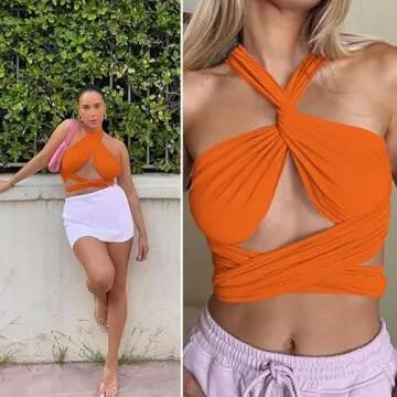 ZAFUL Ribbed Halter Crop Top for Versatile Fashion