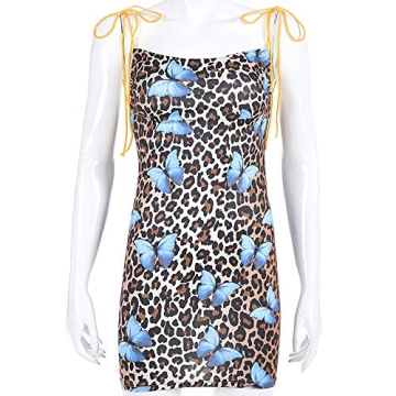 Sexy Leopard Butterfly Print Bodycon Mini Dress Women
