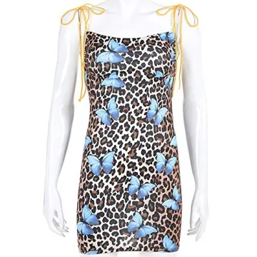 Sexy Leopard Butterfly Print Bodycon Mini Dress Women