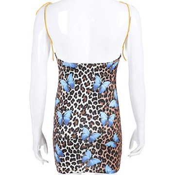 Sexy Leopard Butterfly Print Bodycon Mini Dress Women
