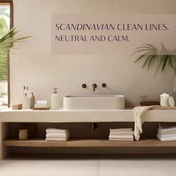 Ceramic Bathroom Accessories Set 4 Pcs - Modern Scandinavian Neutral Soap Dish & Dispenser Toothbrus...