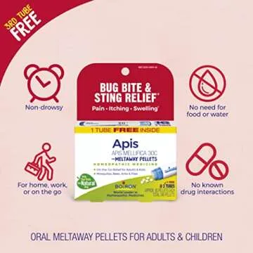 Boiron Apis Mellifica 30C Homeopathic Medince for Relief from Pain, Itching, and Swelling of Bug Bites or Stings - 3 Count (240 Pellets)