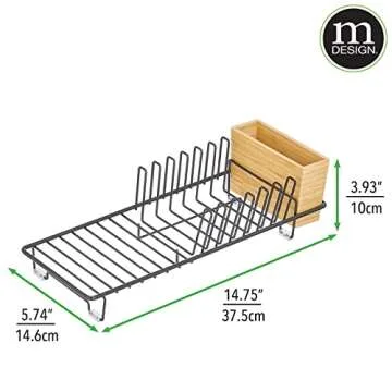 mDesign Kitchen Sink Dish Drainer for Easy Dish Drying