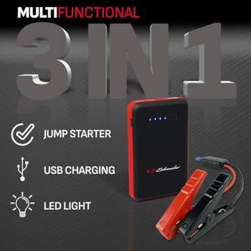Schumacher Electric Lithium Jump Starter - Compact 3-in-1 Power Pack