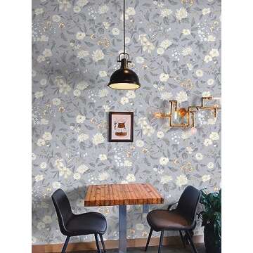 Hopepak 15.3''x118'' Floral Wallpaper Peel and Stick Wallpaper Vintage Floral Wallpaper Self Adhesive Removable Wallpaper Vinyl Contact Paper for Bedroom Home Decorative
