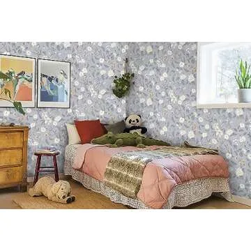 Hopepak 15.3''x118'' Floral Wallpaper Peel and Stick Wallpaper Vintage Floral Wallpaper Self Adhesive Removable Wallpaper Vinyl Contact Paper for Bedroom Home Decorative