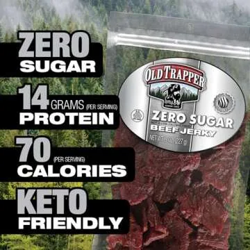Old Trapper Zero Sugar Beef Jerky, 8oz Gourmet Snack