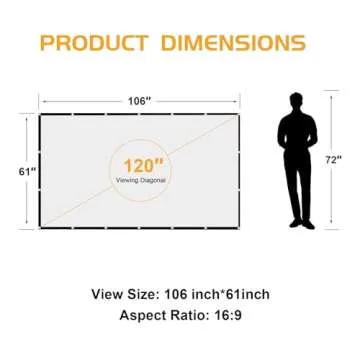 AAJK 120 inch Projector Screen, Foldable Projection Screen16:9 HD Hanging Movie Screen Anti-Crease, ...
