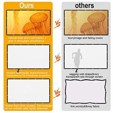 AAJK 120 inch Projector Screen, Foldable Projection Screen16:9 HD Hanging Movie Screen Anti-Crease, for Home Theater Outdoor Indoor