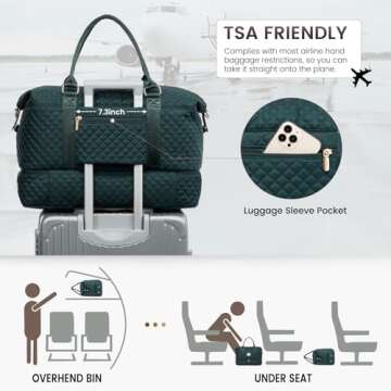 LOVEVOOK Travel Duffle Bag,Weekender Bags for Women with Shoe Compartment，Carry on Overnight Bag with Toiletry Bag,Gym Duffel Bag with Wet Pocket, Hospital Bags for Labor and Delivery