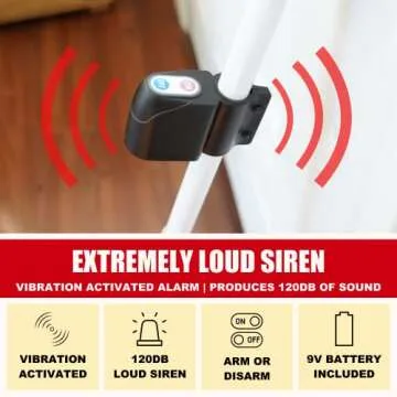 Securityman Door Security Bar with Alarm | Sliding Door Security | Door Stopper (120 dB Extra Loud Alarm) Enjoy Peace of Mind with Durable, Heavy Duty Door Jammer Door Stop Alarm Stick Inside
