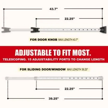 Securityman Door Security Bar with Alarm | Sliding Door Security | Door Stopper (120 dB Extra Loud Alarm) Enjoy Peace of Mind with Durable, Heavy Duty Door Jammer Door Stop Alarm Stick Inside