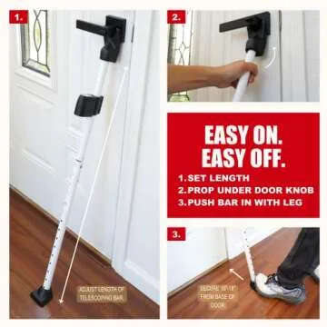 Securityman Door Security Bar with Alarm | Sliding Door Security | Door Stopper (120 dB Extra Loud Alarm) Enjoy Peace of Mind with Durable, Heavy Duty Door Jammer Door Stop Alarm Stick Inside