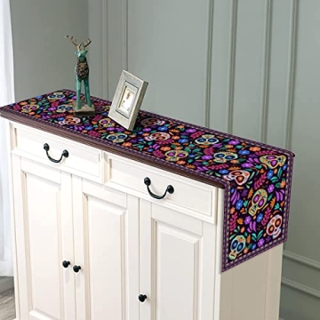 Vibrant Dia De Los Muertos Table Runner for Celebrations
