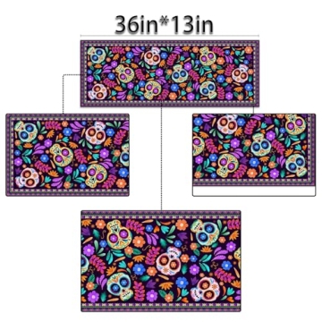 Vibrant Dia De Los Muertos Table Runner for Celebrations
