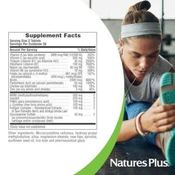 Natures Plus Ultra Hair, Sustained Release - 60 Vegetarian Tablets - Natural Hair Growth Supplement for Men & Women - Longer, Thicker Hair - Gluten-Free - 30 Servings