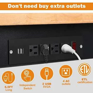 Betterhood 60" Adjustable Workbench for Garage, Rubber Wood Heavy Duty Workstation with Power Outlets & Wheels, 2000 LBS Load Capacity Hardwood Worktable for Workshop, Garage, Office, Home, Commercial