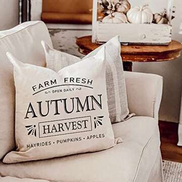 GEEORY Fall Pillow Covers 18x18 inch Set of 4 Pumpkin Maple Leaf Harvest Outdoor Fall Pillows Decora...