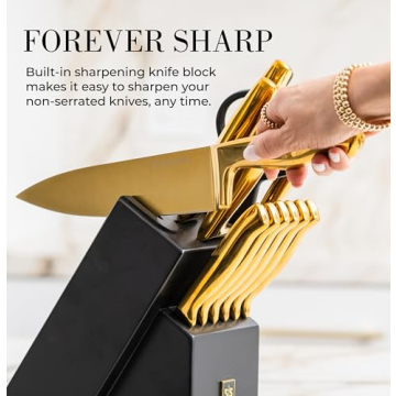 Stylish 14-Piece Gold and Black Knife Set for Modern Kitchens