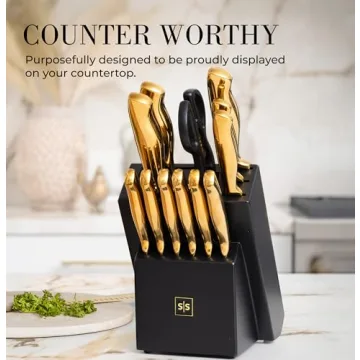 Stylish 14-Piece Gold and Black Knife Set for Modern Kitchens